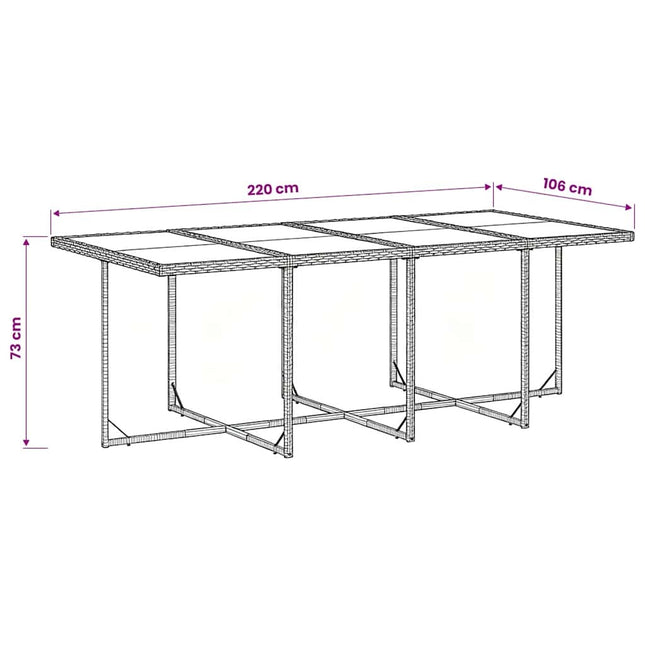 Table et fauteuils de jardin 8 places en résine tressée noire