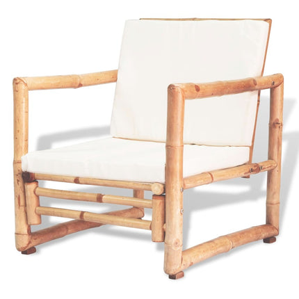 Salon de jardin avec banc, chaises et table en bambou