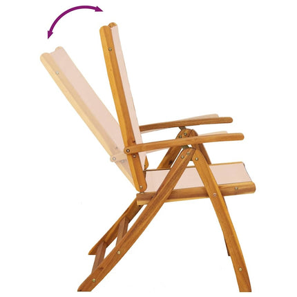 Table ovale extensible et 4 fauteuils inclinables de jardin en acacia massif et textilène crème