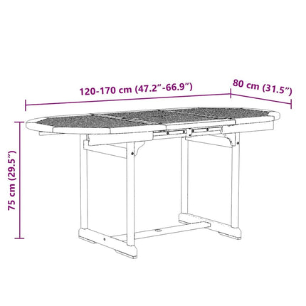 Table ovale extensible et 6 fauteuils inclinables de jardin en acacia massif et textilène crème