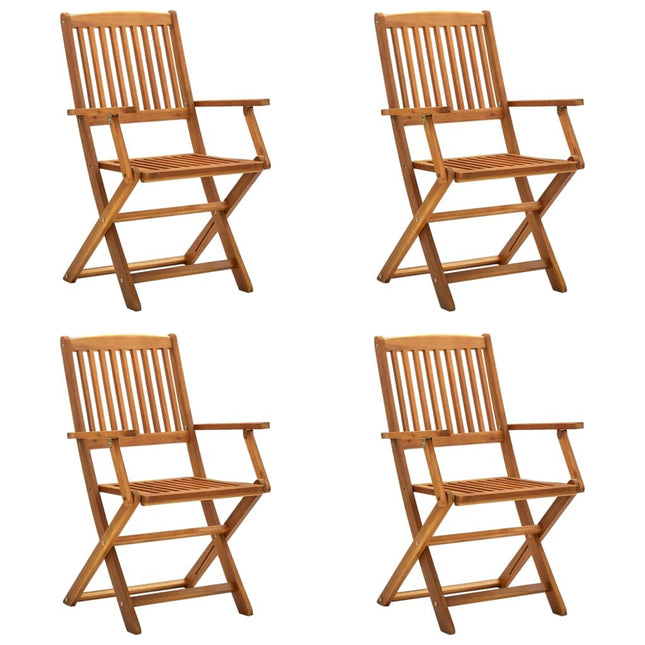 Lot de 4 chaises pliantes de jardin en acacia massif