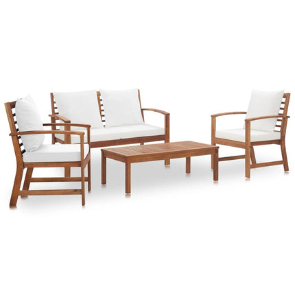 Salon de jardin avec banc, 2 chaises et table en acacia