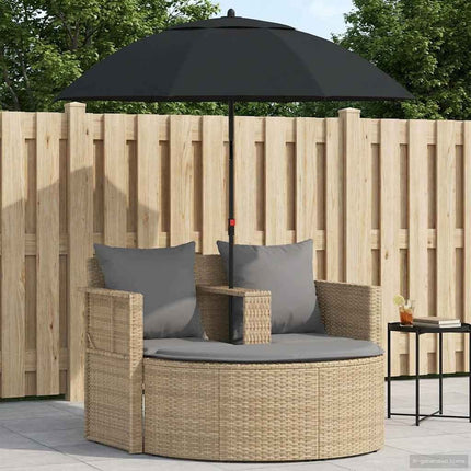 Canapé de jardin 2 places avec parasol résine tressée beige et gris clair
