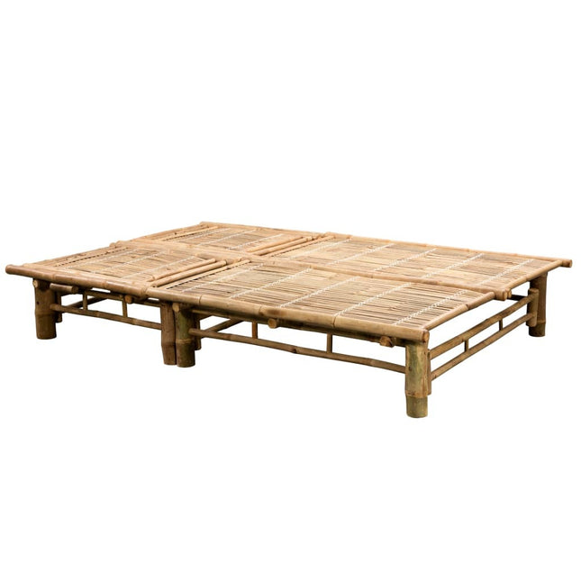 Bain de soleil double en bambou avec dossier réglable et matelas marron