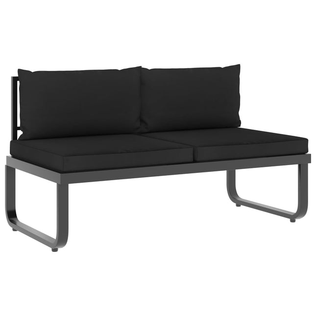 Salon de jardin d'angle aluminium avec coussins noirs