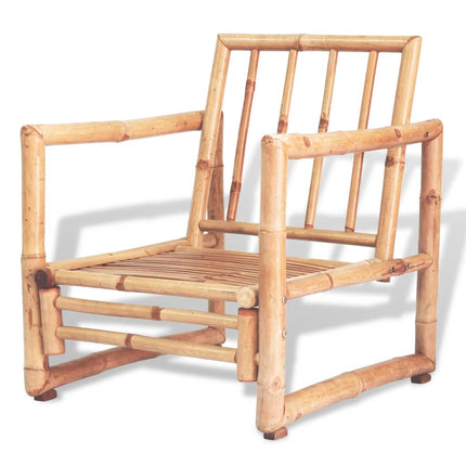 Salon de jardin avec banc, chaises et table en bambou
