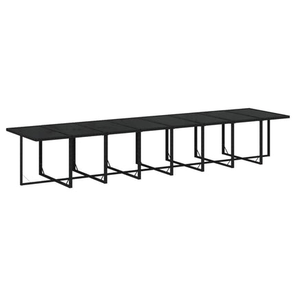 Table et chaises de jardin 20 places en résine tressée noire