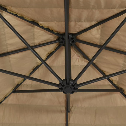Parasol de jardin avec led et mât en acier marron 269 x 269 x 235 cm