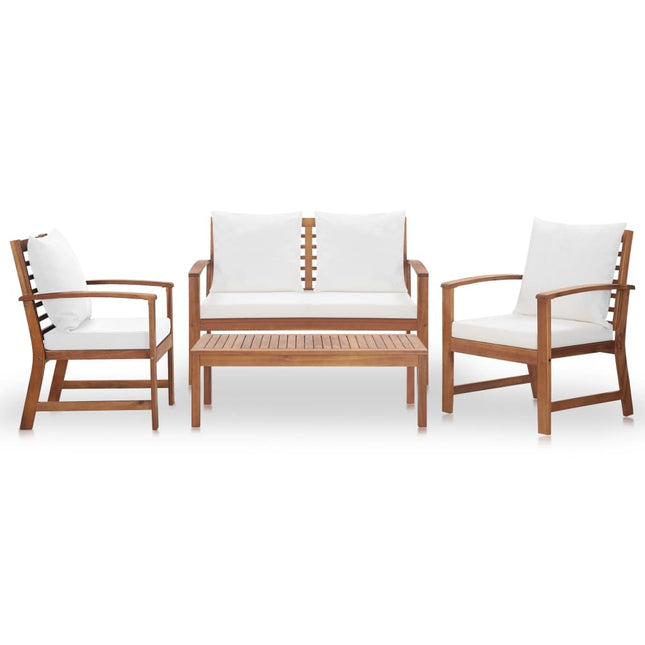 Salon de jardin avec banc, 2 chaises et table en acacia