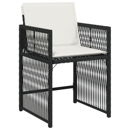 Table et fauteuils de jardin 6 places gain de place en résine tressée noire