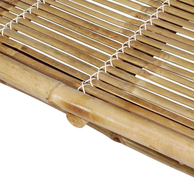Bain de soleil double en bambou avec dossier réglable et matelas crème