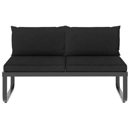 Salon de jardin d'angle aluminium avec coussins noirs