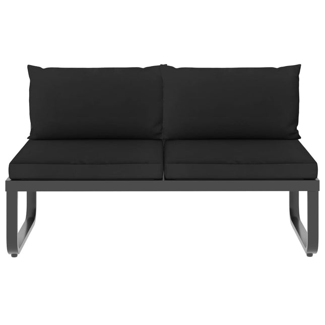 Salon de jardin d'angle aluminium avec coussins noirs