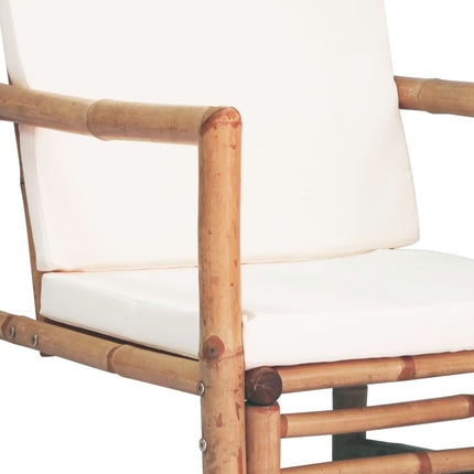 Salon de jardin avec banc, chaises et table en bambou