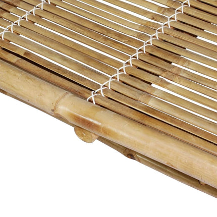 Bain de soleil double en bambou avec dossier réglable et matelas gris clair