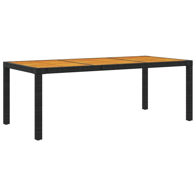 Table et fauteuils de jardin 8 places résine tressée noire et acacia