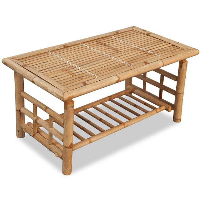 Salon de jardin avec banc, chaises et table en bambou