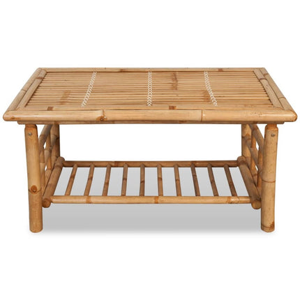 Salon de jardin avec banc, chaises et table en bambou