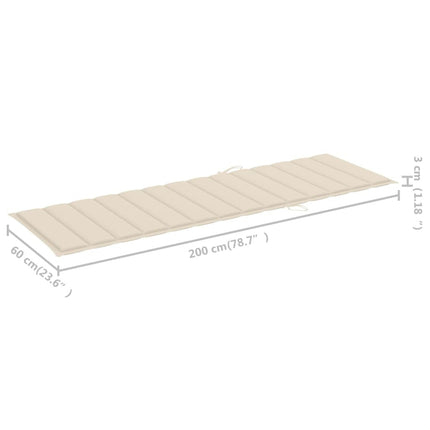 Bain de soleil double en bambou avec dossier réglable et matelas crème