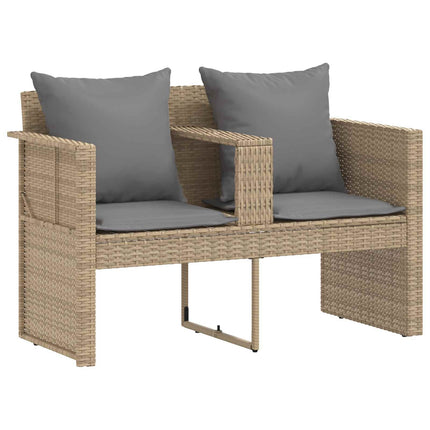 Canapé de jardin 2 places avec parasol résine tressée beige et gris clair