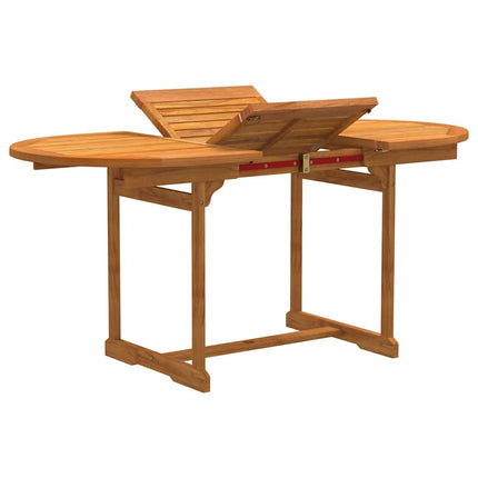 Table ovale extensible et 6 fauteuils inclinables de jardin en acacia massif et textilène noire