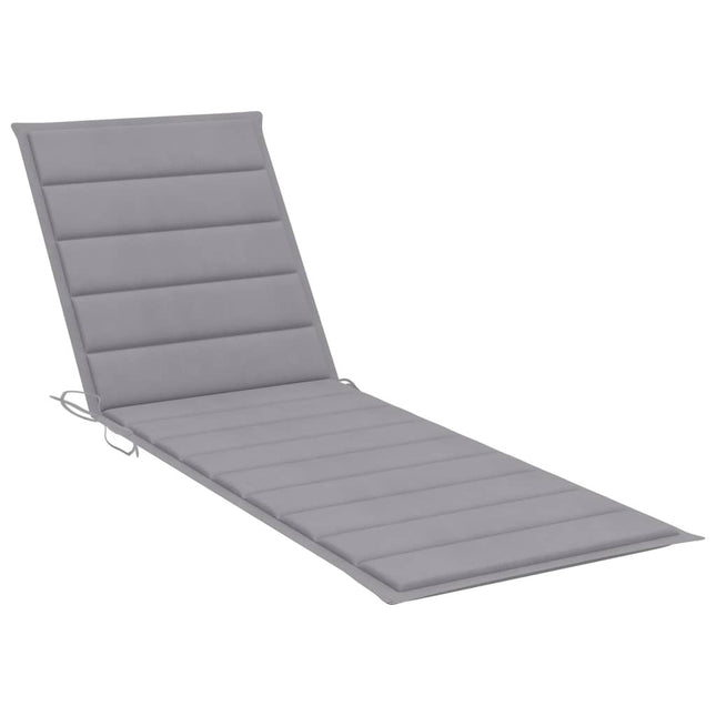 Bain de soleil double en bambou avec dossier réglable et matelas gris clair
