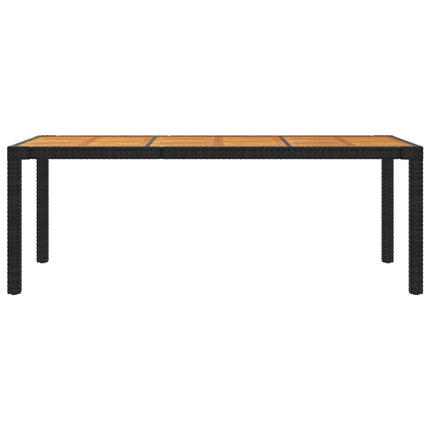 Table et fauteuils de jardin 8 places résine tressée noire et acacia