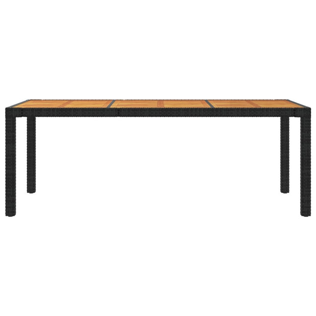 Table et fauteuils de jardin 8 places résine tressée noire et acacia