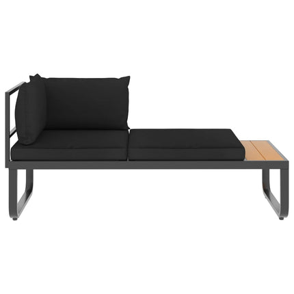 Salon de jardin d'angle aluminium avec coussins noirs