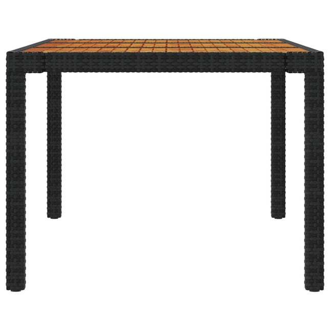 Table et fauteuils de jardin 8 places résine tressée noire et acacia