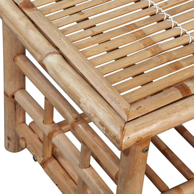 Salon de jardin avec banc, chaises et table en bambou