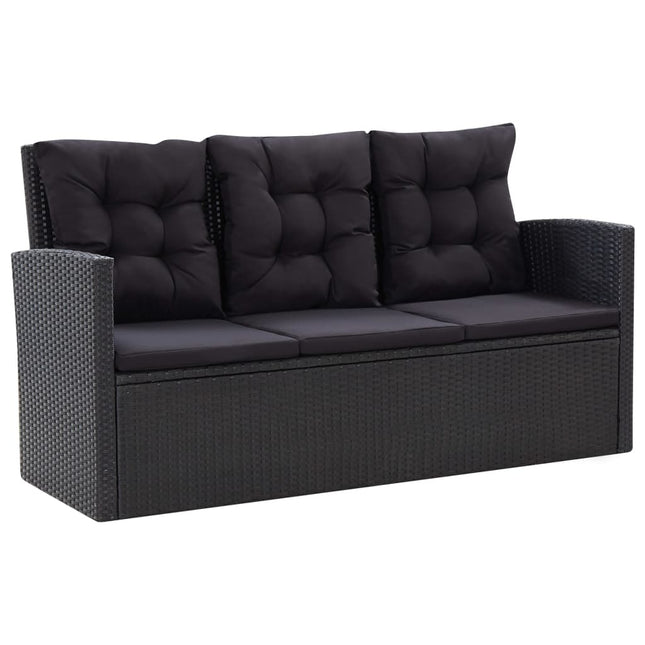 Salon de jardin résine tressée noire avec fauteuils et table verre