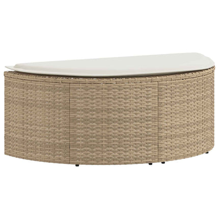 Canapé de jardin 2 places avec parasol en résine tressée beige et blanc crème