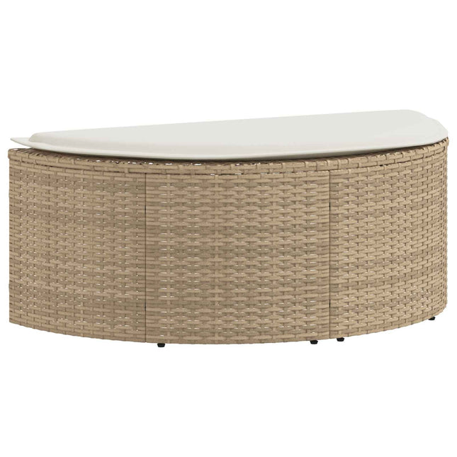 Canapé de jardin 2 places avec parasol en résine tressée beige et blanc crème