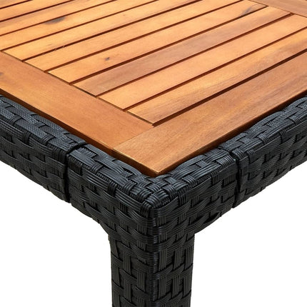 Table et fauteuils de jardin 8 places résine tressée noire et acacia