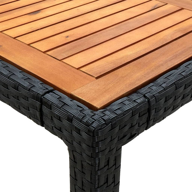 Table et fauteuils de jardin 8 places résine tressée noire et acacia