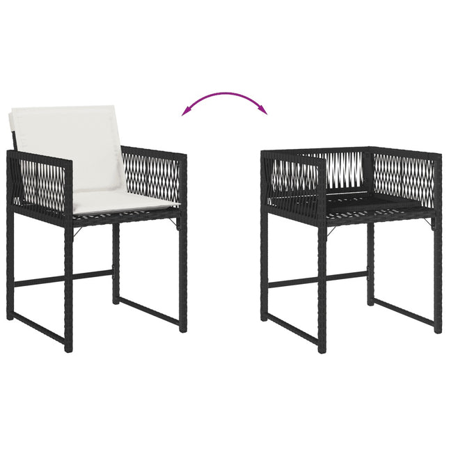 Table et fauteuils de jardin 8 places en résine tressée noire