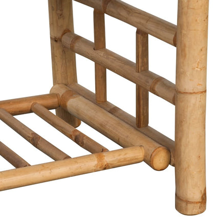 Salon de jardin avec banc, chaises et table en bambou