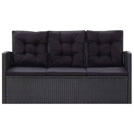 Salon de jardin résine tressée noire avec fauteuils et table verre