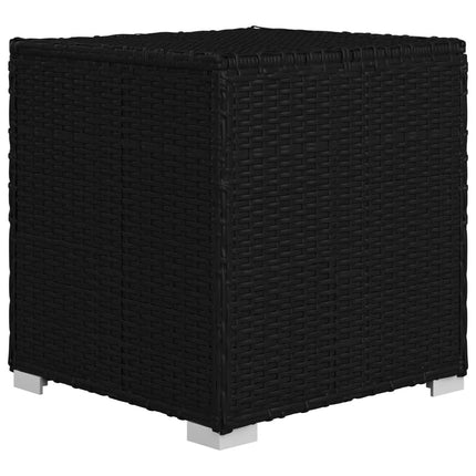 Ensemble de 2 bains de soleil avec table d'appoint en résine tressée noire et coussins blancs
