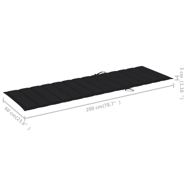 Bain de soleil double en bambou avec dossier réglable et matelas noire