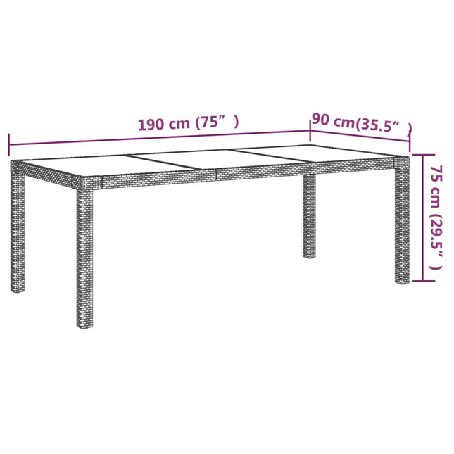 Table et fauteuils de jardin 8 places résine tressée noire et acacia