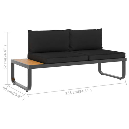 Salon de jardin d'angle aluminium avec coussins noirs