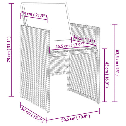 Table et chaises de jardin 6 places en résine tressée noire avec coussins noirs