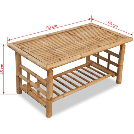 Salon de jardin avec banc, chaises et table en bambou