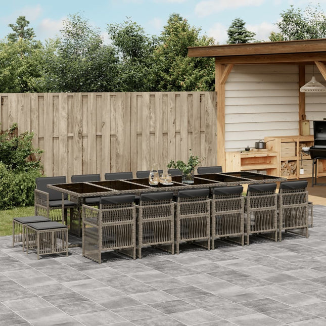 Table et chaises de jardin 16 places en résine tressée avec coussins