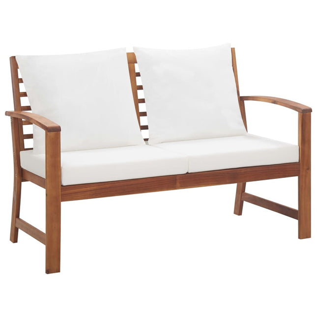 Salon de jardin avec banc, 2 chaises et table en acacia