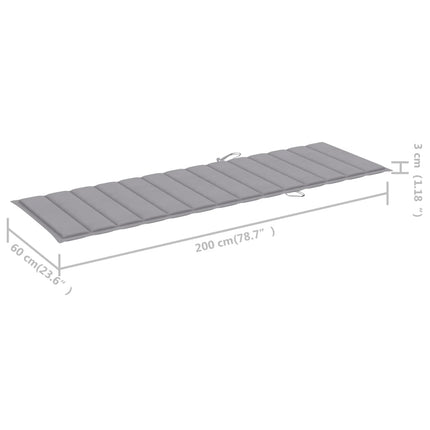 Bain de soleil double en bambou avec dossier réglable et matelas gris clair