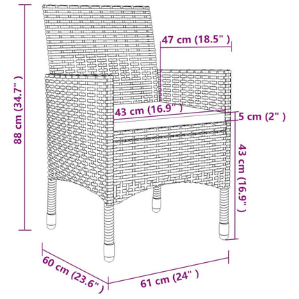 Table et fauteuils de jardin 8 places résine tressée noire et acacia