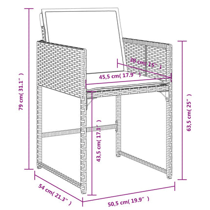 Table et fauteuils de jardin 6 places en résine tressée noire